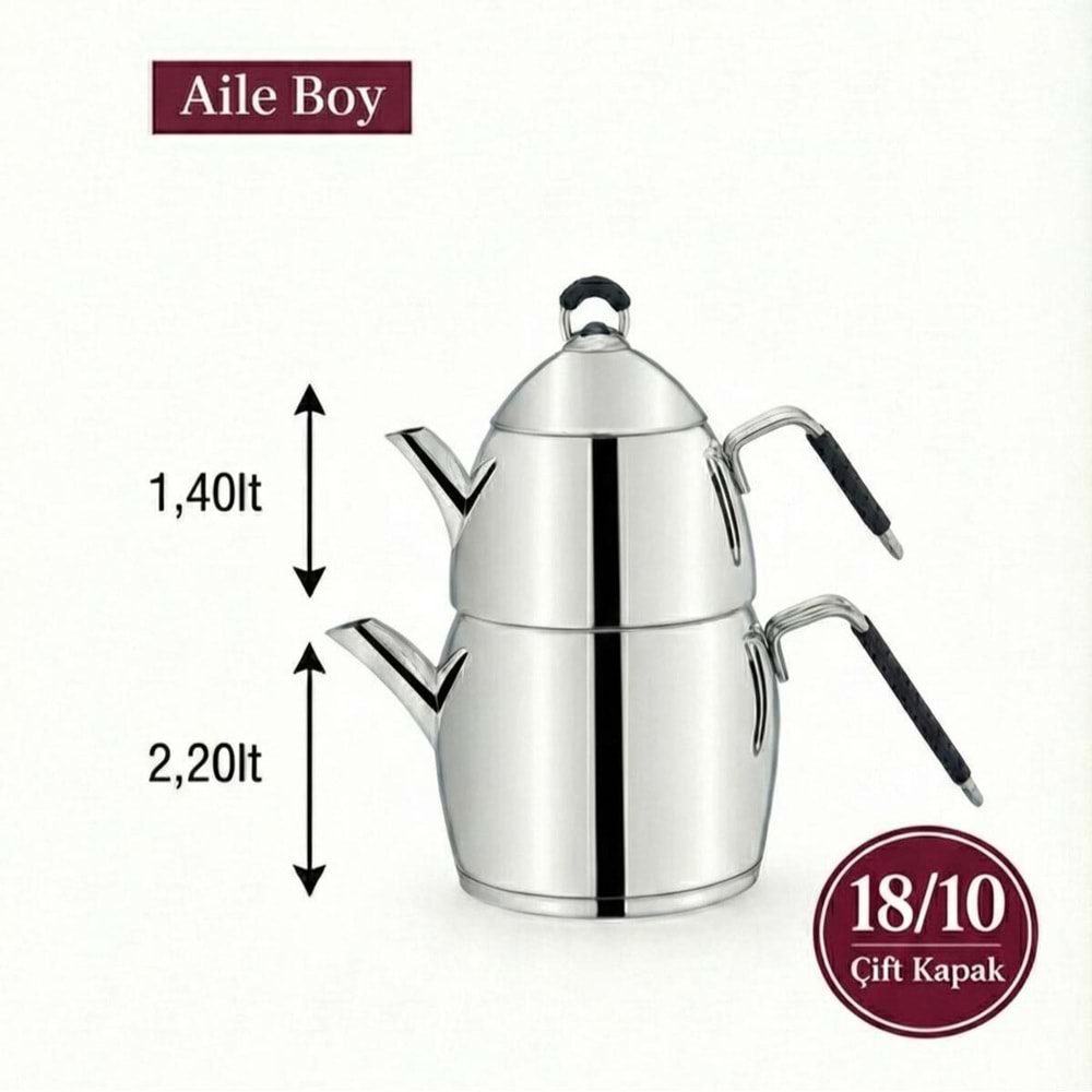 Özlife 1021 Emirgan Aile Boy Silikon Kulp Çaydanlık Takımı (6 Adet)