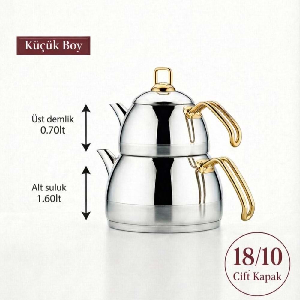 Özlife 164 Ela Mini Boy Gold Çaydanlık Takımı (6 Adet)