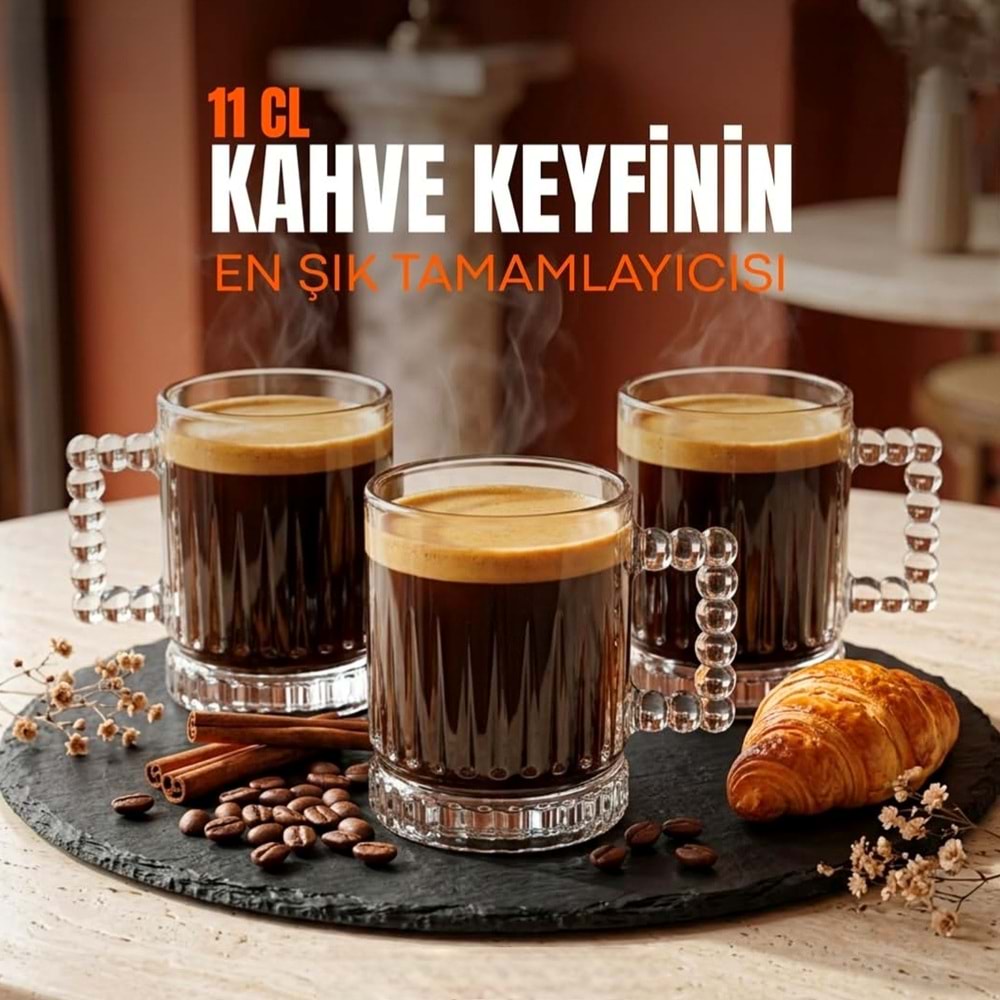 Elmas Rize Cam Kahve Fincanı (12 Paket)