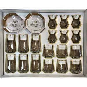 Herencıa 24 Pcs Nilüfer Cam Bardak Seti Altın (3 Paket)