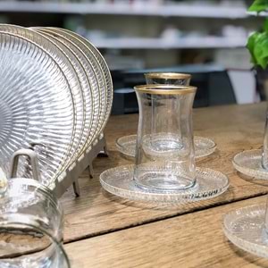 Vanes V327 18 Parça Majestic Çay Seti Ağız Yaldız (4 Paket)