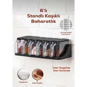 Porsima 1183 Siyah 6 Lı Random Baharatlık