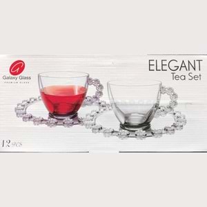 Elegant 12 Parça Kulplu Çay Seti (4 Paket)