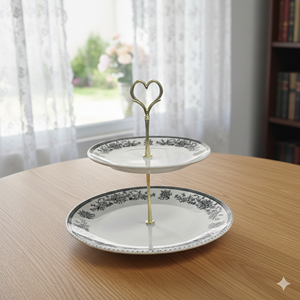 Vanes İki Katlı Porselen Kurabiyelik