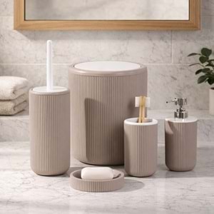 Perotti Taupe Beyaz 5 Li Banyo Seti