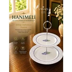 Vanes Vns3018 İki Katlı Porselen Kurabiyelik (6 Paket)