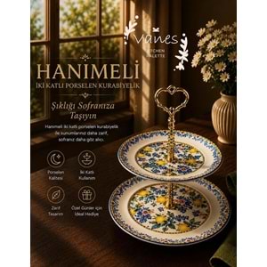 Vanes Vns3018 İki Katlı Porselen Kurabiyelik (6 Paket)