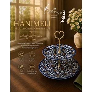 Vanes Vns3018 İki Katlı Porselen Kurabiyelik (6 Paket)