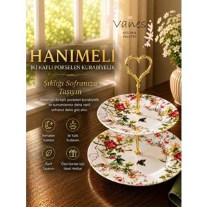 Vanes Vns3018 İki Katlı Porselen Kurabiyelik (6 Paket)
