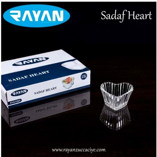 Rayan 6 Lı Cam Lokumluk Sadaf Heart (24 Paket)