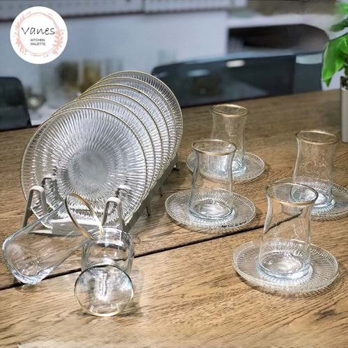 Vanes V327 18 Parça Majestic Çay Seti Ağız Yaldız (4 Paket)