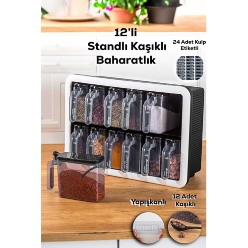Porsima 1165 Siyah Beyaz 12 Li Random Baharatlık (1 Paket)