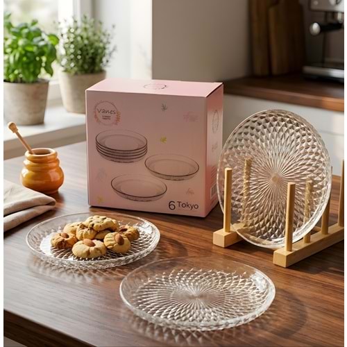 Vanes Aden 16 Cm 6 Lı Pasta Tabağı Şeffaf (8 Paket)
