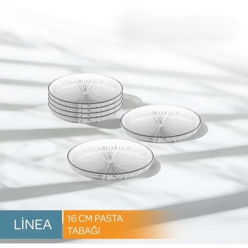 Vanes Linea 16 Cm 6 Lı Pasta Tabağı Şeffaf (6 Paket)