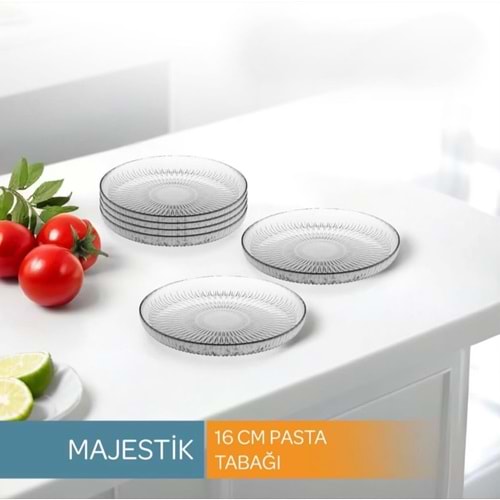 Vanes Majestic 16 Cm 6 Lı Pasta Tabağı Şeffaf (8 Paket)