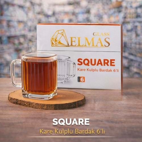 Elmas Square Çizgili Kupa Bardak (8 Paket)