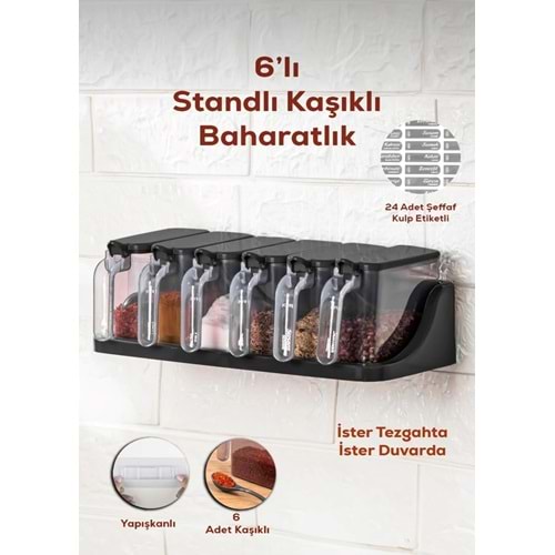 Porsima 1183 Siyah 6 Lı Random Baharatlık