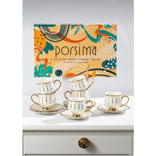 Porsima 2024IM00009 Zambak 6 Lı Fincan Takımı