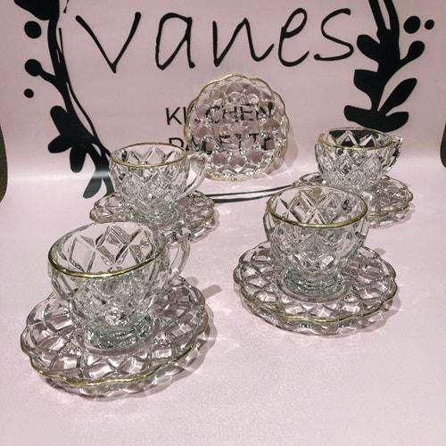 Herencıa 12 Parça Ahu Fincan Seti Ağız Yaldız (8 Paket)
