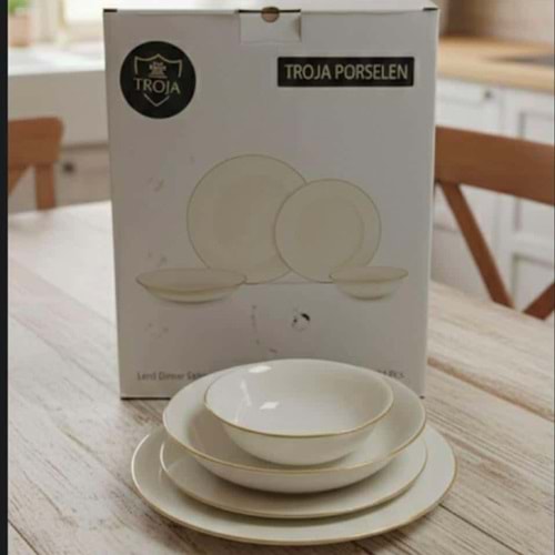 Porsima Troja Nil 24 Prç Porselen Yemek Takımı Yaldızlı