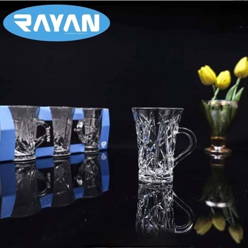 Rayan Fiona 6 Lı Kulplu Çay Bardak (8 Paket)