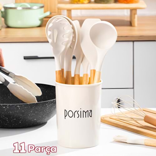 Porsima Standlı 11 Prç Silikon Servis Seti (24 Paket)