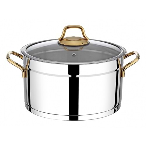 Vivaldi Rosso Tencere 24X14 Cam Kapak Gold