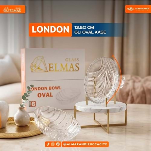 Elmas London Oval Kayık Tabak (8 Paket)