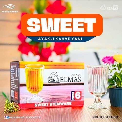 Elmas Sweet Ayaklı Kahve Yanı Bardak (8 Paket)