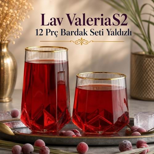 Lav Valerıas2 12 Prç Bardak Seti Yaldızlı (4 Paket)