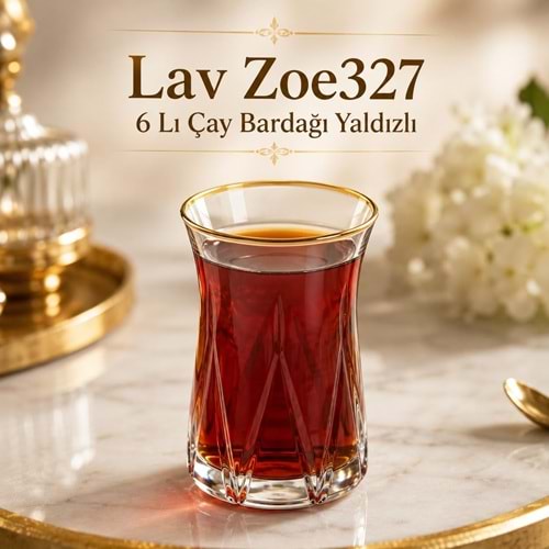 Lav Zoe327E 6 Lı Çay Bardağı Yaldızlı (8 Paket)