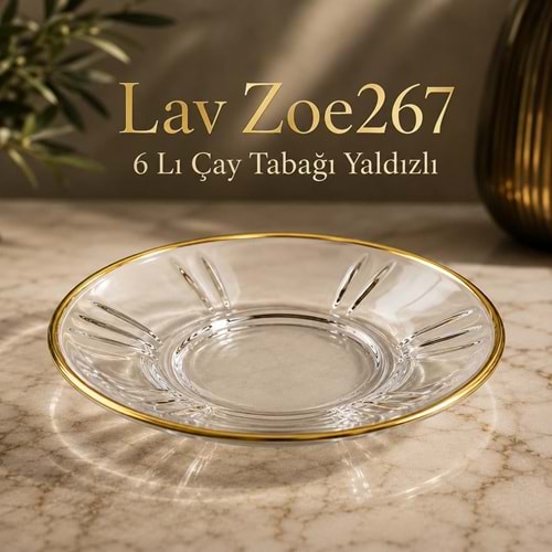 Lav Zoe267F 6 Lı Çay Tabak Yaldızlı (12 Paket)