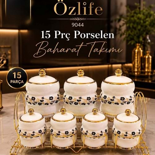 Özlife 9044 15 Prç Porselen Baharat Takımı (4 Adet)