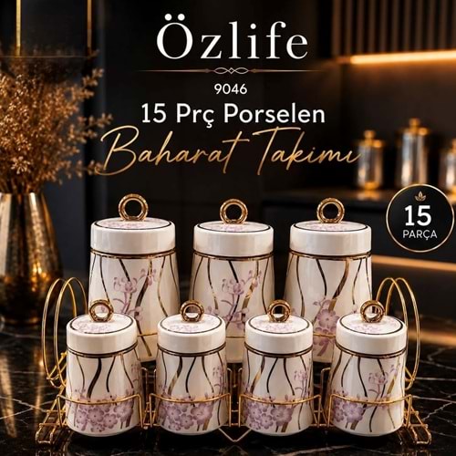 Özlife 9046 15 Prç Porselen Baharat Takımı (4 Adet)