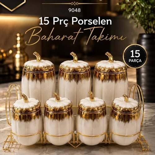 Özlife 9048 15 Prç Porselen Baharat Takımı (4 Adet)