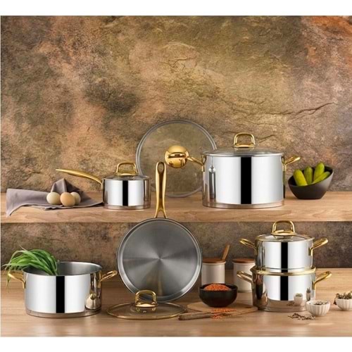 Özlife 4018 Dilan 11 Prç Tencere Seti Gold