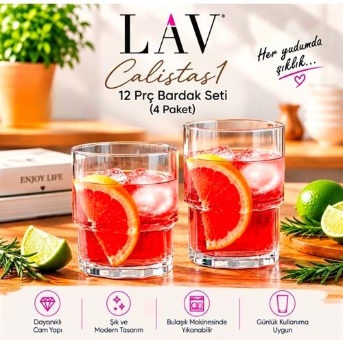 Lav Calistas1 12 Prç Bardak Seti (4 Paket)
