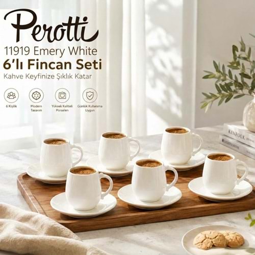 Perotti 11919 Emery White 6 Lı Fincan Takımı (18 Adet)