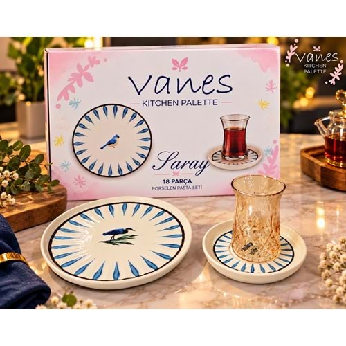 Vanes Saray 18 Prç Porselen Pasta Seti (4 Paket)