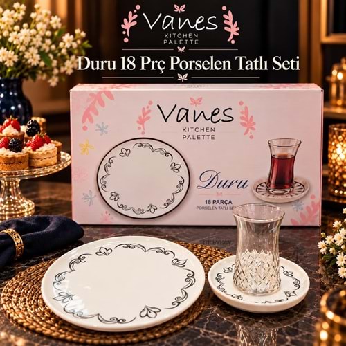 Vanes Duru 18 Prç Porselen Tatlı Seti (4 Paket)