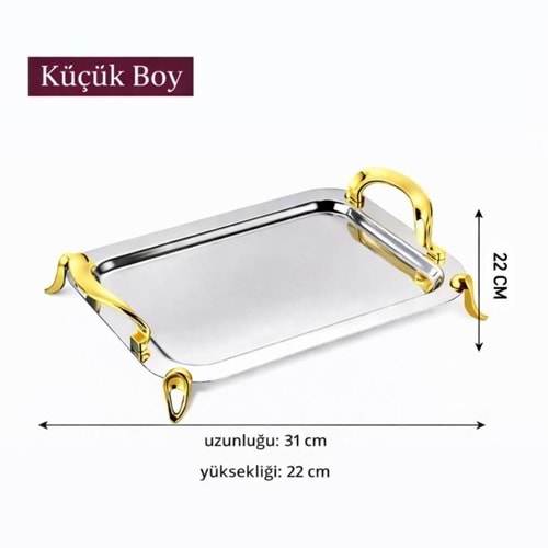 Özlife Ecrin Tepsi Ayaklı Küçük Gold 327 (4 Adet)