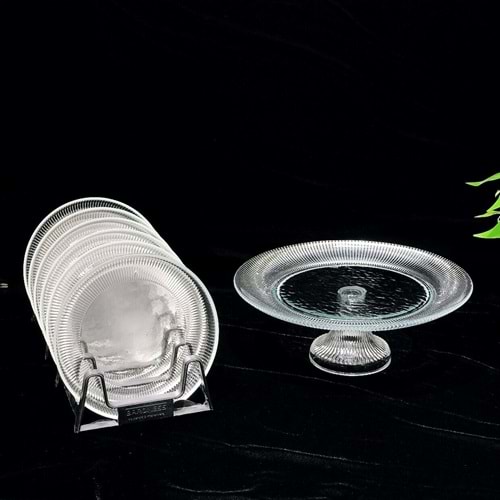Vanes Şölen 7 Parça Ayaklı Sunumluk Şeffaf (4 Paket)