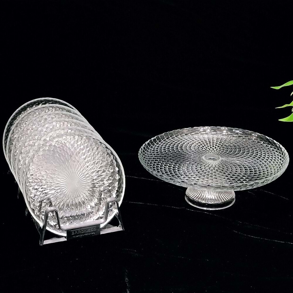 Vanes Mozaik 7 Parça Ayaklı Sunumluk Şeffaf (4 Paket)