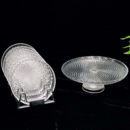 Vanes Mozaik 7 Parça Ayaklı Sunumluk Şeffaf (4 Paket)