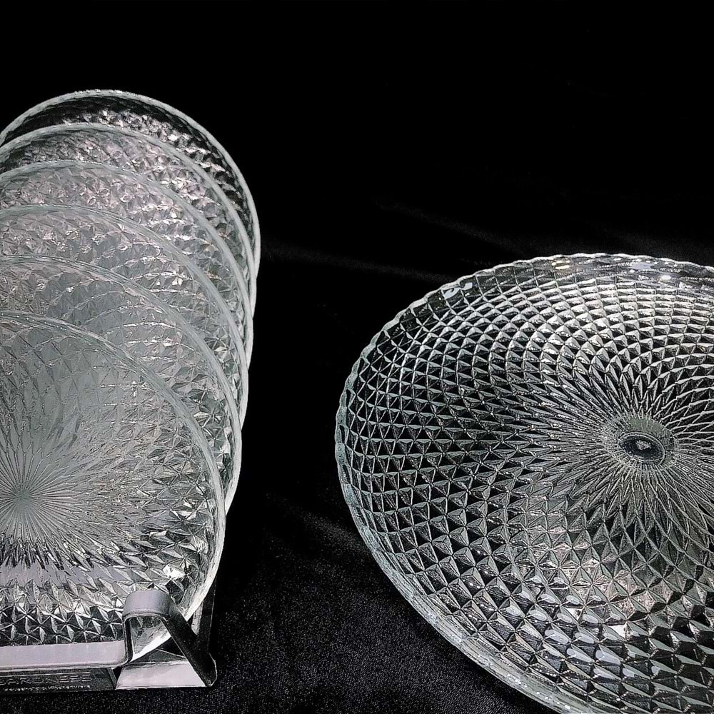 Vanes Mozaik 7 Parça Ayaklı Sunumluk Şeffaf (4 Paket)