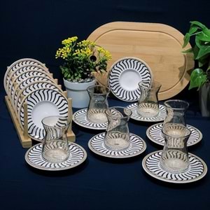 Vanes 42451 12 Parça Hatır Çay Seti Füme (6 Paket)