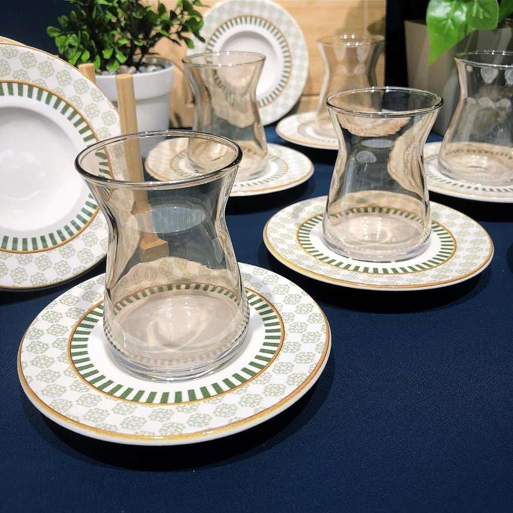 Vanes 42451 12 Parça Hatır Çay Seti Füme (6 Paket)