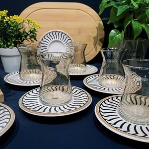 Vanes 42451 12 Parça Hatır Çay Seti Füme (6 Paket)