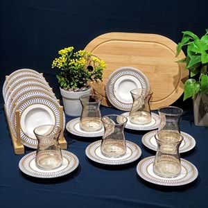 Vanes 42451 12 Parça Hatır Çay Seti Füme (6 Paket)