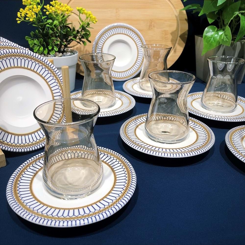 Vanes 42451 12 Parça Hatır Çay Seti Füme (6 Paket)